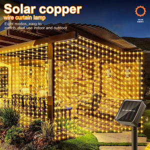 Solar LED String Lights Curtain Light Outdoor Garden Solar Copper Wire Fairy Lights Wedding Holiday Christmas Decor Solar Lamps