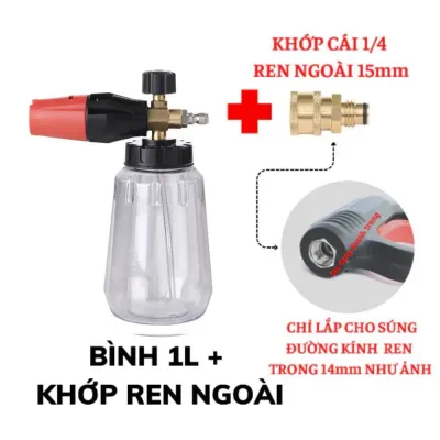 Bình xịt bọt tuyết 1 Lít cao cấp lắp máy rửa xe mini máy rửa xe gia đình hàng nhập khẩu