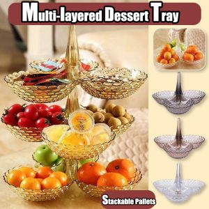 QUIVLOX Multi-layer Fruit Trays Dessert Cake Snack Trays Fruit Trays Table Decoration Trays Christmas Day Food Trays