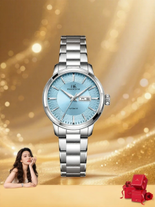 Shanghai | Đồng Hồ Cơ Tự Động Nữ Màu Xanh Tiffany Hình Tròn Nhỏ Kiểu Mới