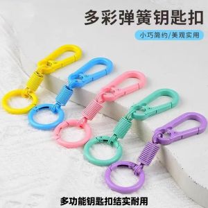 Colorful Spring Keychain Hook Accessory Creative Dual Head Open Backpack Car Key Ring Circle Waist Hanging Chain Zinc Alloy