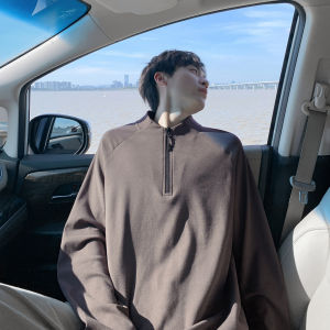 เสื้อเชิ้ตผู้ชายสีพื้น ทรงหลวม แขนยาว ปกโปโล ผ้าโพลีเอสเตอร์ ทรงหลวม ฤดูใบไม้ร่วง/ฤดูหนาว ปกโปโล ปกโปโล