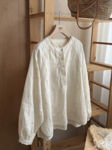 Loowmane | Áo Sơ Mi Dễ Thương Có Thêu Hoa Tay Bồng Rộng
