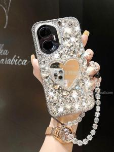 Luxury Diamond Rhinestone Phone Case for Honor 300 200 100 90 80 70 60 50 pro Protective Shell with Beauty Mirror Anti-Fall