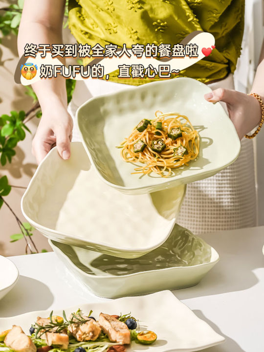 Đĩa Sứ Sáng Tạo Phong Cách Kem Cho Gia Đình Đĩa Vuông Sâu Đĩa Đựng Thức ...