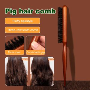 Makeup three rows of hair comb pig bristle hair styling comb evening makeup essential hair tools