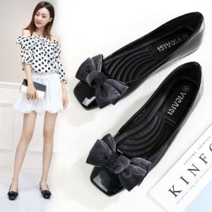 Womens Spring Autumn Soft Bottom Bean Bean Shoes Work Shoes Korean Style Pregnant Womens Shoes Flat Bottom Black Work Shoes