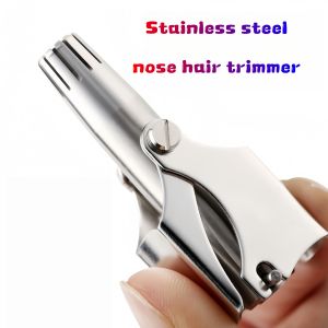 1pcs Portable Stainless Steel Nose Hair Trimmer For Men/Women Manual And Washable Ear And Nose Hair Remover Shaver With Precisio