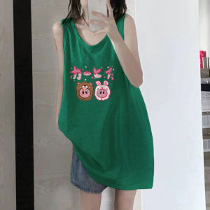 Áo Vest Không Tay Cotton Mỹ Dành Cho Nữ Mùa Hè Thiết Kế Rộng Rãi Cổ Treo Phong Cách Hồng Kông Không Tay Áo Vest Cotton Nguyên Chất