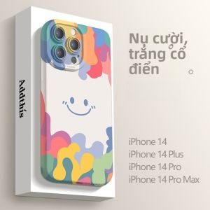 Sup&LV | Ốp lưng silicon lỏng Apple 15promax iPhone 14 bảo vệ toàn bộ ống kính hình mặt cười chống rơi mỏng chống sốc cho nữ mẫu mới sáng tạo đơn giản