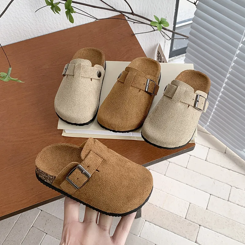 Spring Autumn Toddler Kids Boys Girls Suede Clog Slippers