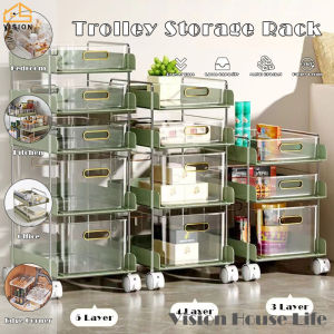 Vision Nordic Trolley Storage Rack Drawer Type Storage Cabinet Kitchen Floor-standing Storage Rack Toilet Multi-layer Movable Trolley Storage Box Bedroom Toy Storage Cabinet