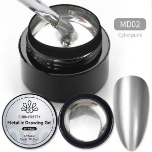 BORN PRETTY | BORN PRETTY Sliver Metallic Painting Gel Polish Mirror Effect Line Flower Drawing Gel Soak Off UV Nail Art Gel Varnish Manicure