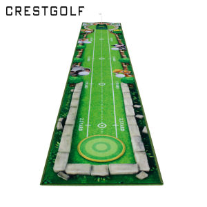 CRESTGOLF Golf Green Putter Mat Cartoon Mini Putter Blanket Practice Floor Mat Foldable Golf Putter Practitioner