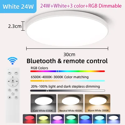 CANMEIJIA LED Ceiling Lights with APP Remote Control Modern Smart Dimming Panel Light 24W RGB Square Ceiling Lamp Home Decorative Ultra Thin Lighting Fixture for Living Room Bedroom