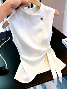 NUMEN BUTTON | Sleeveless Waist-tied Commuter Style Shirt