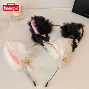 MAdley Headband Bando Wanita Lucu Cosplay Kuciong Bulu Fashion Korea Cocok Untk Anak & Dewasa BND30