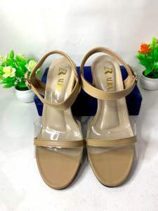 Sandal wanita hak 3 cm motif kaca