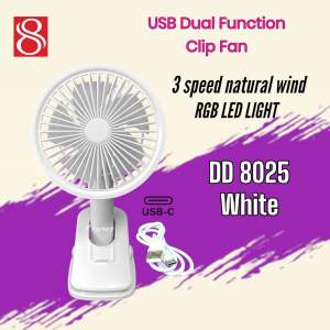 {READY STOCK}Portable clip on / desktop USB charging fan with RGB led lights