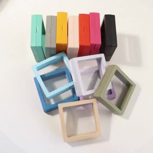 Transparent PE Film Jewelry Storage Box Colorful 3D Packaging Case Frame Membrane Ring Earrings Necklace Display Holder
