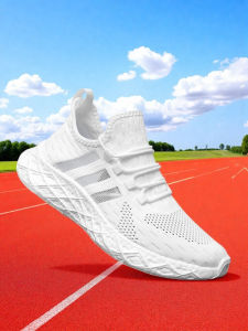Lightweight Shock Absorption Breathable Childrens Running Shoes White