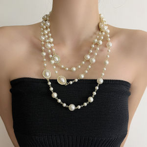 Versatile Long Pearl Necklace for Women Multi-Layered Stylish Luxury Sweater Chain Fashionable Accessory Jewelry Pendant