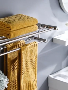 【APEX】Towel Rack Towel Shelf Bathroom Rack Wall-Mounted Towel Rack Perforated Toilet Storage Rack
