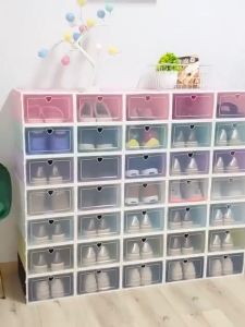 หลังจาก ใช้งาน กล่องรองเท้า รูปหัวใจ ฝาเปิด-ปิดได้ พับเก็บได้ ต่อได้หลายชั้น มี 4 สี