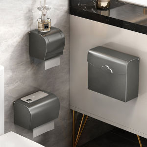 กระดาษชำระติดผนังแบบพับได้ ชั้นวางกระดาษชำระในห้องน้ำ สไตล์ Scandvinian ช่องเก็บกระดาษชำระสีเทา Pure Color