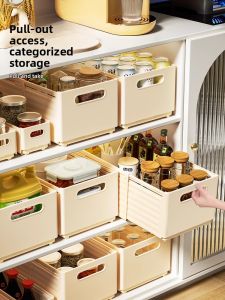 Kitchen Cabinet Drawer Style Storage Box Narrow Long Shape Deep Cabinet Organizer Desk Messy Box Plastic Material Stackable