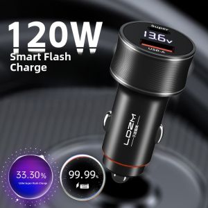 Flash Charge Car Charger LDZM120W Suitable for OnePlus Oppo RENO13 Realme GT67Vivo Huawei 100W Dual USB 5A Output Car Charger