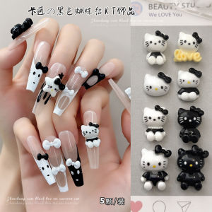 Trang Trí Móng Tay Kitty Cat Cartoon Black White Butterfly Knot Đồ Trang Trí Móng Tay Cho Trẻ Em Phụ Kiện Trang Trí Móng Tay Phổ Biến