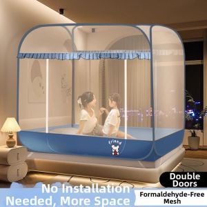 ZHIZHOU | No Installation Needed Square Top Foldable Steel Frame Mosquito Net 1.5m Bed