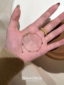 Delicate S925 Champagne Rose Pink Bubble Diamond Womens Bracelet Pullable Elegant Spring Summer High-End Sensation Hand Jewelry Accessories