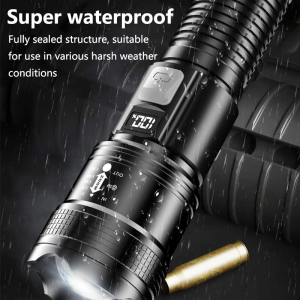P50 MAX Led Flashlight Rechargeable heavy duty With USB Zoom Charged Display mini flash light flashlight waterproof