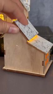 Mô hình ngôi nhà gỗ có đèn LED decor trang trí nhà cửa Qùa Tặng Trẻ Em noel