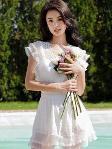 Conservative Hot Spring Swimsuit Women Pure Desire Style plus Size Cover up Slimming One Piece Swimwear Casual Solid Color