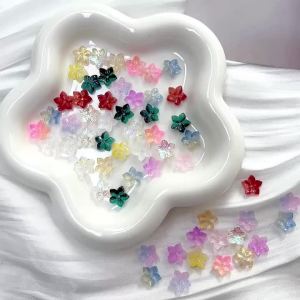 30pcs Colorful Gradient Flower Shape Glass Beads Pendant Loose Bead For DIY Jewelry Making Necklace Bracelet Charm Accessories