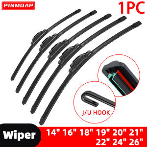 Car Windshield Wipers With Dual Rubber Strips And Universal J/U-Shaped Natural Rubber Strips 14\"16\"18\"19\"20\"21\"22\"24\"26\"