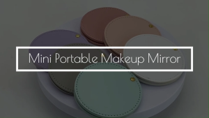 PrintYourStyle Compact Stainless Steel Mirror PU Leather Ultra-thin Round Small Pocket Mirror Portable Mini Travel
