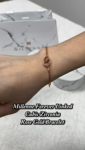 MILLENNE Made For The Night Forever Linked Cubic Zirconia Rose Gold Bracelet with 925 Sterling Silver (MLP-01)