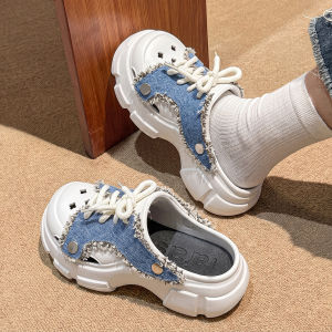 FZT | Dép Bệt Thiết Kế Xẻ Dây Jeans Phong Cách Thư Giản