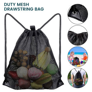 Portable Supermarket Fruit and Vegetable Drawstring Strap Pocket Beach Cloth Mesh Storage Bag Dirty Cloth Pull Rope Backpocket