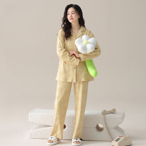 MiiOW | Bộ đồ ngủ dài tay cotton nguyên chất cho cặp đôi MiiOW Cat Person mùa xuân thu thường ngày có thể mặc ngoài trời quần áo mặc nhà