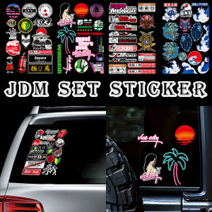 A4 Bộ JDM phản quang nhãn dán chống thấm nước xe Skateboard Nhật Bản Đề-can phong cách cho xe mô tô xe đạp xe tay ga bên Dải thanh chắn đầu xe bình nhiên liệu