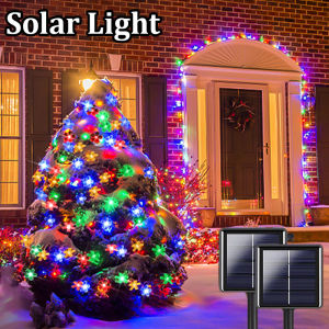 Solar Christmas Sakura Lights Outdoor Waterproof String Lights LED Solar Fairy Lights Christmas Tree Decoration Meteor Shower Rain Light Halloween Garden Lights Landscape Lights Wedding Party Festival Solar Lawn Garden Walkway Ambience Lights