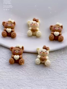 20pcs Vibrant Cartoon Bow Heart Bear Resin Charms Set - Perfect for DIY Crafts Making Scrapbooking Wedding Decorations