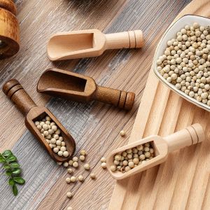 2/5PCS Wooden Coffee Scoop Set Mini Measuring Spoons For Salt Sugar Milk Powder Kitchen Baking Tools Cooking Utensils