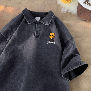 American Style Mens Short Sleeve T-Shirt Summer New Fashion Loose Sports Casual Polo Shirt Breathable Cotton Tee Top