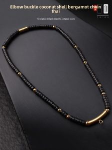 New Natural Coconut Shell Buddha Pendant Titanium Steel Necklace Color Retention Buckle Original Design Fashion Jewelry Accessory